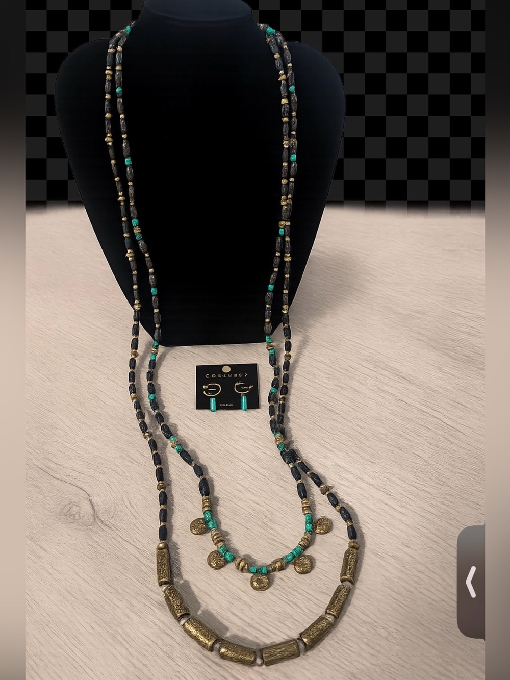 Vintage premier designs Black and Gold Layered Necklace Set